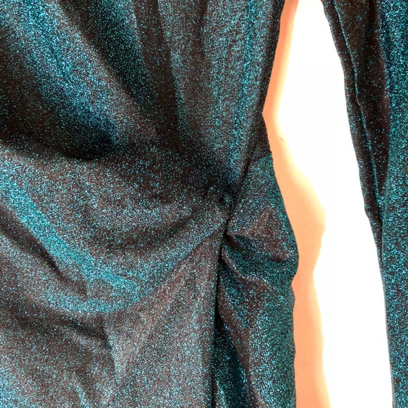 Stelen Midi Longsleeve Teal Metallic Dress - Picture 5 of 7